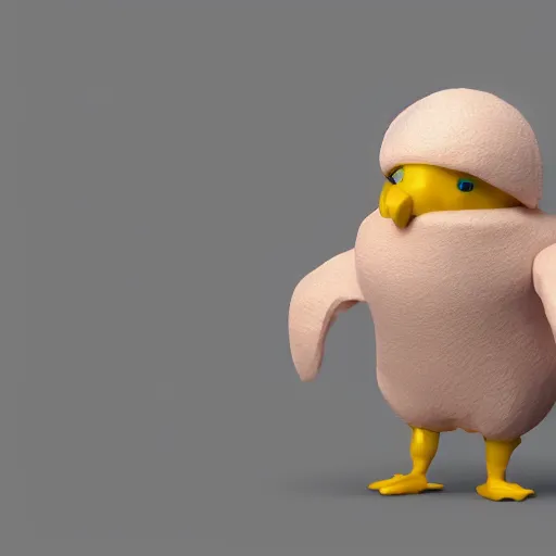 Prompt: a chick shaped marshmallow peeps + longshoreman hybrid, longshoreman, 8 k, 4 k, trending on artstation cgsociety, octane ue 5