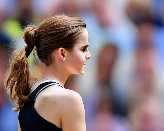 Image similar to emma watson opens the batting for england at lord's cricket ground, photograph, 1 8 0 mm, sports photography, bokeh, dramatic,