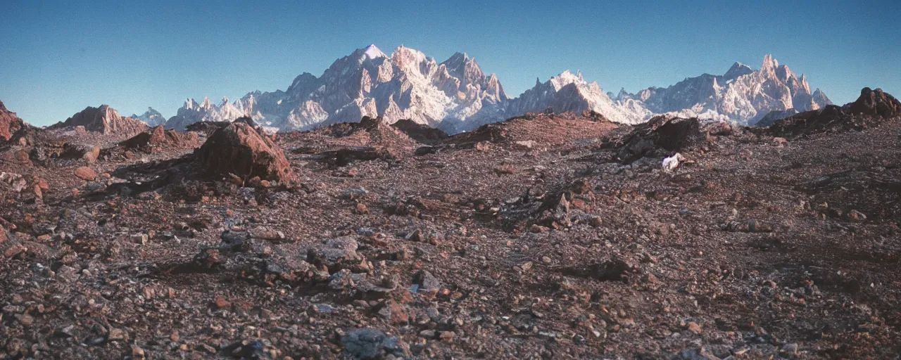 Prompt: a frozen mountain range that butts up against the desert, with the ocean in the background, national geographic, canon 5 0 mm, cinematic lighting, photography, retro, film, kodachrome