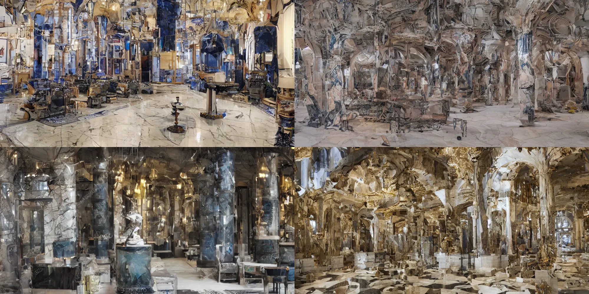 Image similar to Marble room with cobalt and gold pillars