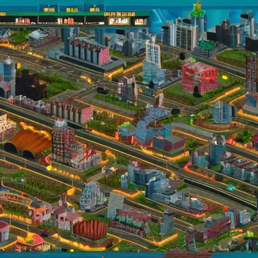 Image similar to simcity but it's a city in hell