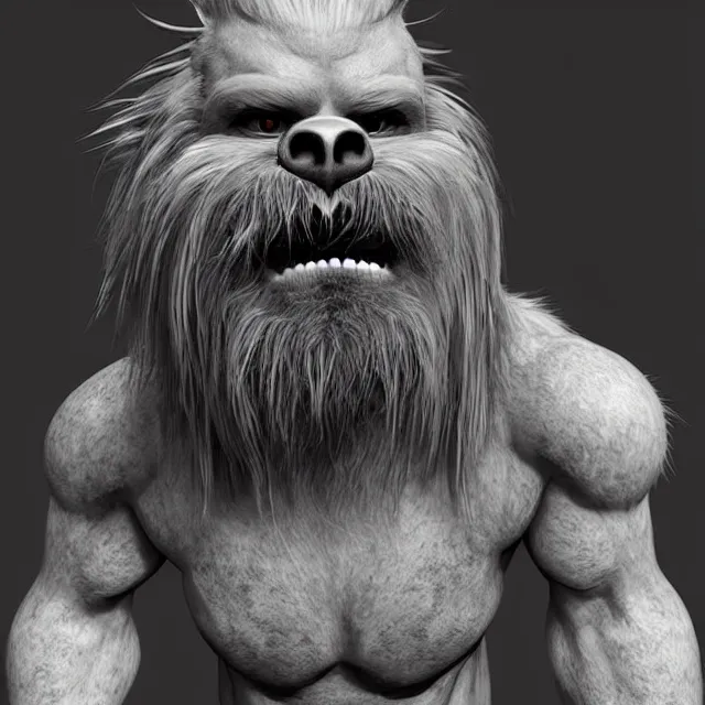 Image similar to perfectly centered portrait, happy hairy monster, candid photography, by anne stokes, highly detailed, unreal engine 5