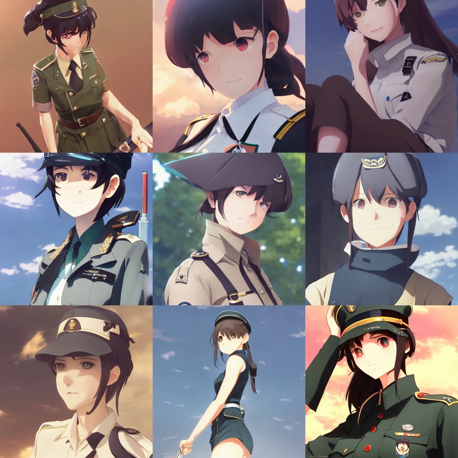Prompt: a woman in uniform, makoto shinkai, Krenz Cushart, very detailed, matte, tone mapping, bbwchan, 4K