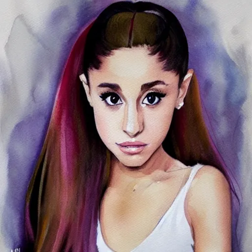 Image similar to portrait of ariana grande, watercolor expressionism, brushstrokes, detailed, digital art, artstation