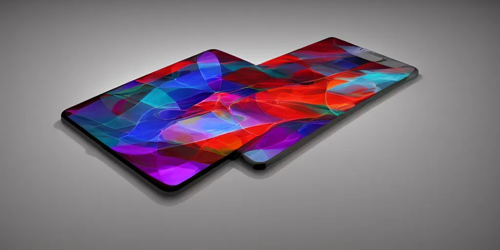 Image similar to a phone with an abstract background with curves and light abstract art, art by ari weinkle, 3 d, render