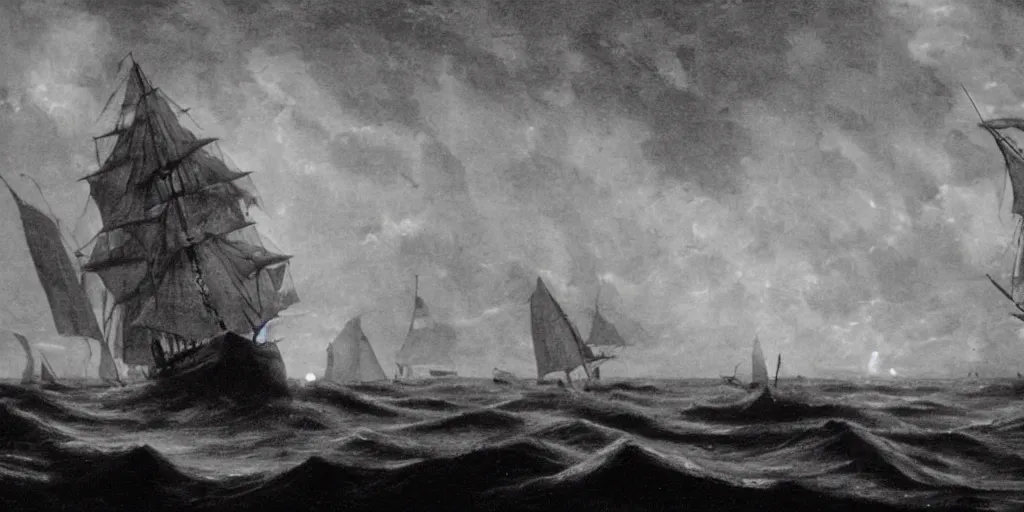 Image similar to it was a night in 1 8 2 0, i hadn't seen a calm sea like that in days, everything seemed too silent to be real, far away i could see the danger that awaited us : the owner of the sea, the terrifying and fearsome cthulhu.