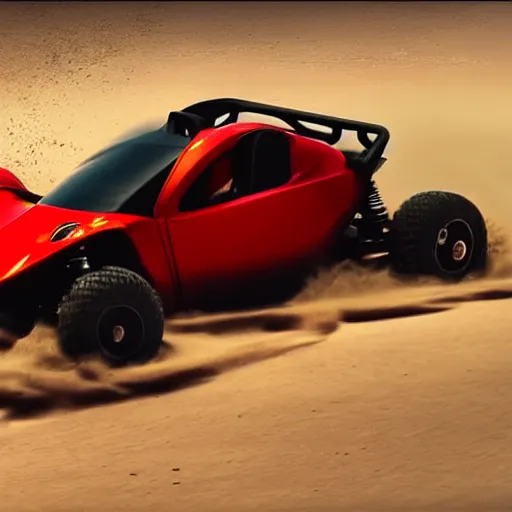 Prompt: tesla dune buggy, cinematic shot, advertisement