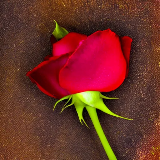 Prompt: a zoomed in macro 8mm photo of a red rose petal, macro photograph, photo, photorealistic, microscopic photo