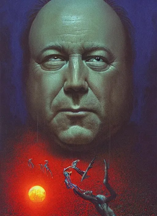 Prompt: alex jones by lisa frank and zdzislaw beksinski