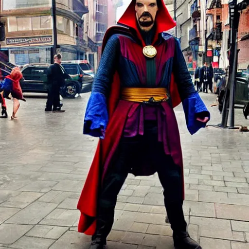 Prompt: Doctor Strange as a sweeper on street