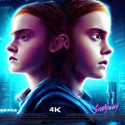 Prompt: emma watson and sadie sink in cyberpunk style digital art very detailed 4 k detailed super realistic