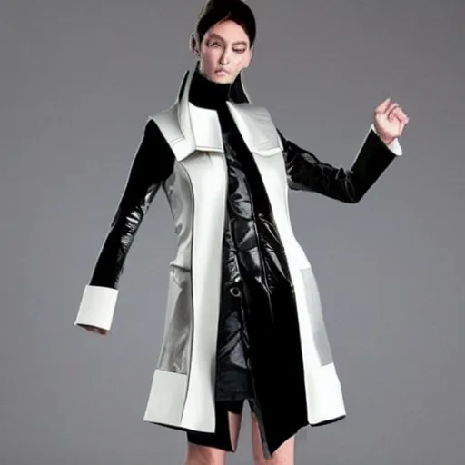 Image similar to futuristic clothing, 2 0 3 0. weather. women's coat. fantasy.