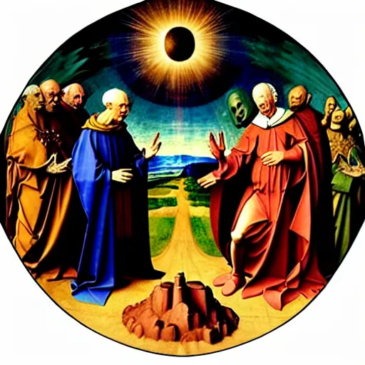 Prompt: creation of the universe by Hubert van Eyck and Jan van Eyck