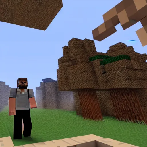 Image similar to Michael from gta 5 playing minecraft