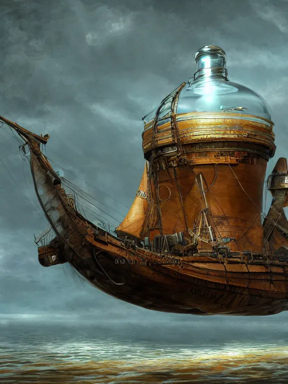 Image similar to ship in a bottle, high detail, realism, 8 k, concept art