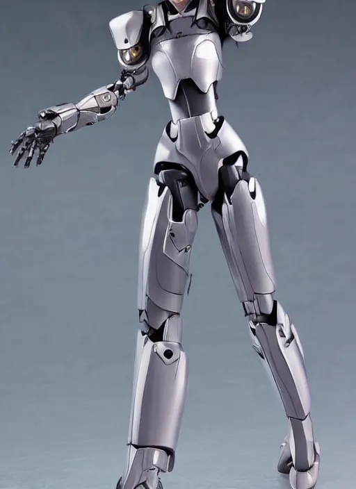 Image similar to Girl in mecha cyber Armor, portrait of the action figure of a girl, with bare legs，in the style of Kotobukiya ，anime figure