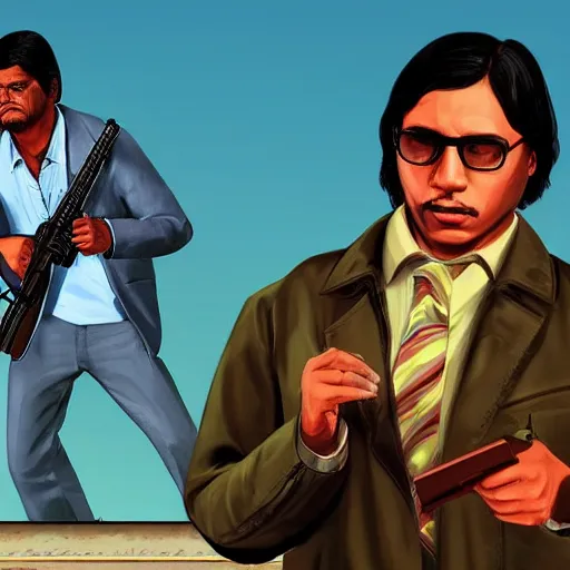 Prompt: young amado carrillo fuentes in the gta v loading screen