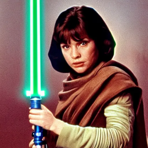 Prompt: Rosie O Donnel in Star Wars with a lightsaber