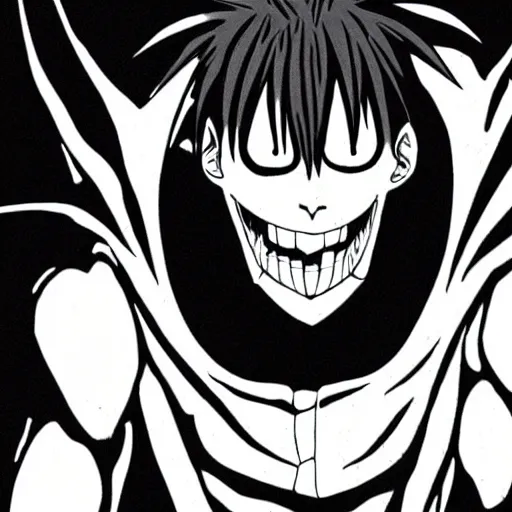 Prompt: Press photograph of Ryuk from the anime Death Note standing inside the Oval Office