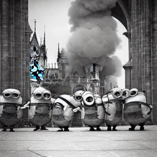 Image similar to “minions laughing after burning down the Notre dame”