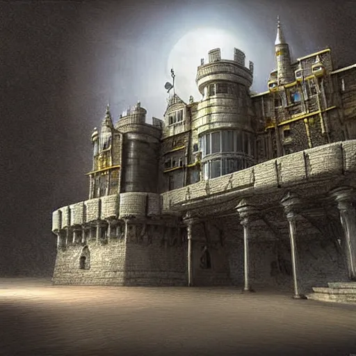 Prompt: digital art sci - fi castle hyper realistic very detailed