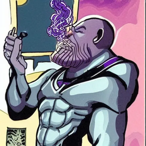 Image similar to Thanos smoking a cigarette