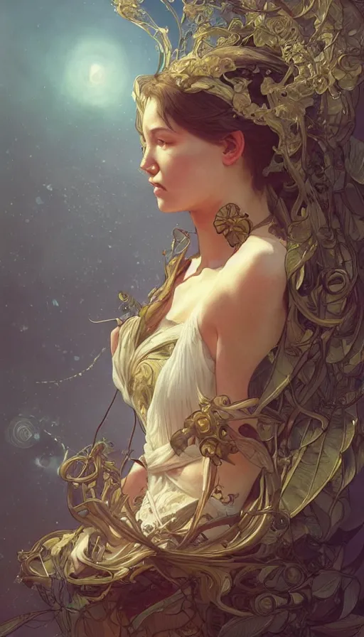 Prompt: love, fibonacci, sweat drops, insane, intricate, highly detailed, digital painting, artstation, concept art, smooth, sharp focus, illustration, Unreal Engine 5, 8K, art by artgerm and greg rutkowski and alphonse mucha