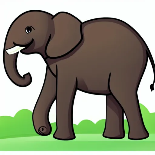 Image similar to a elephant on a green meadow, Anthropomorphized, portrait, highly detailed, colorful, illustration, smooth and clean vector curves, no jagged lines, vector art, smooth