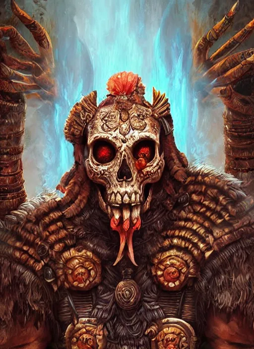 Image similar to digital _ painting _ of _ ah puch mayan god of death _ by _ filipe _ pagliuso _ and _ justin _ gerard _ symmetric _ fantasy _ highly _ detailed _ realistic _ intricate _ port