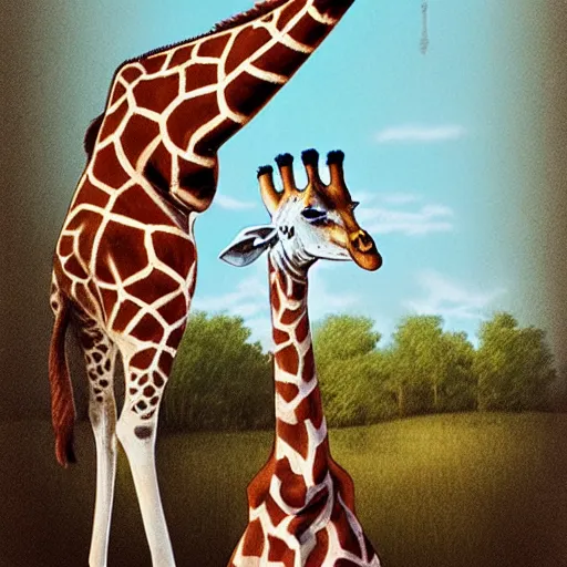 Image similar to giraffe, surrealism