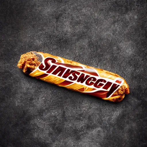 Image similar to a snickers bar shaped like a black dong, vascular, pulsating, glistening with sweat, cinematic, ultra realism, high detail