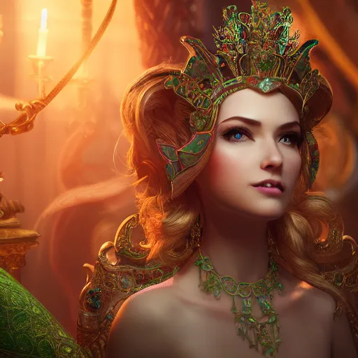 Image similar to wonderful princess of emerald with fair skin, ornate 8 k gorgeous intricate detailed, accent lighting, dramatic light, octane render