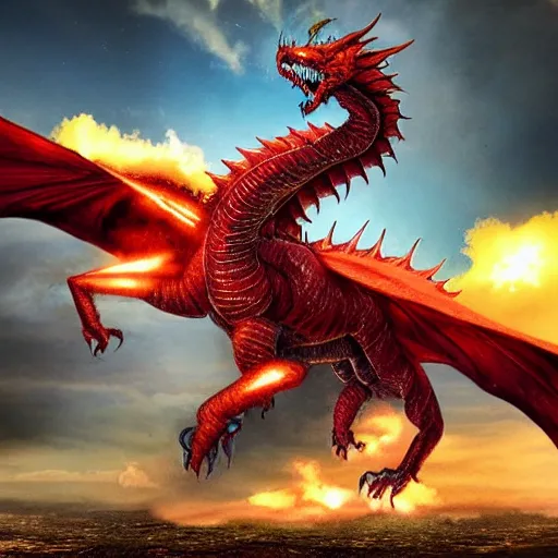 Image similar to ishowspeed fighting a big red dragon in the sky, realistic