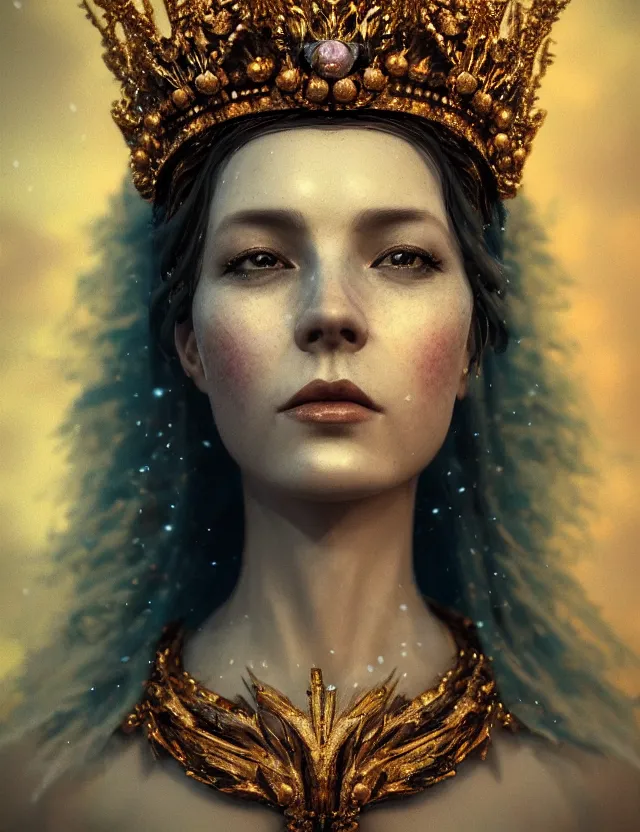 Image similar to blurred background. close-up portrait of a goddess in crown, by Anne Bachelier by Anka Zhuravleva, Anato Finnstark and Alena Aenami, Angus McKie, Anton Fadeev, octane render, unreal engine, cinematic counter light, high detail, octane render, 4k