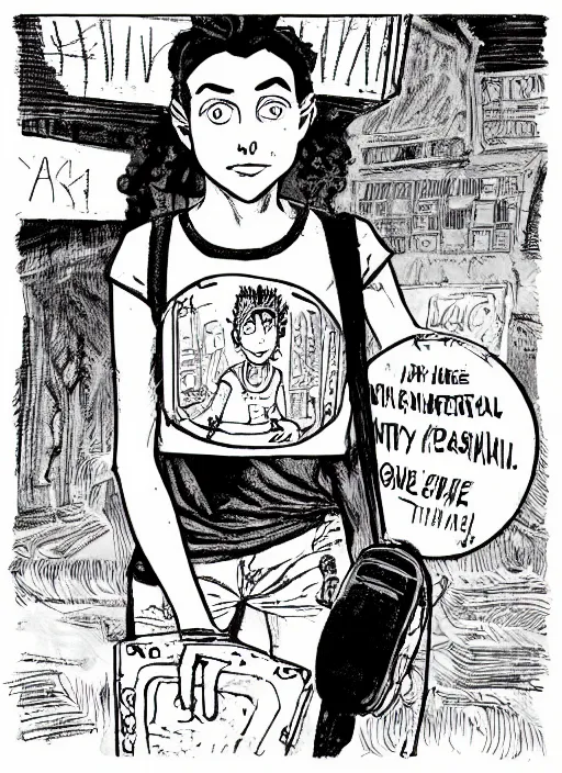 Prompt: a portrait of a pretty sewer punk young lady by alison bechdel