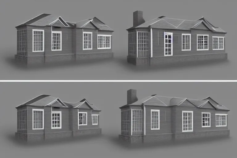 Image similar to a gradually decreasing polygon render of a house