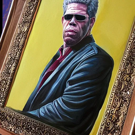 Image similar to painting of ron perlman as vincent, beautiful, detailed