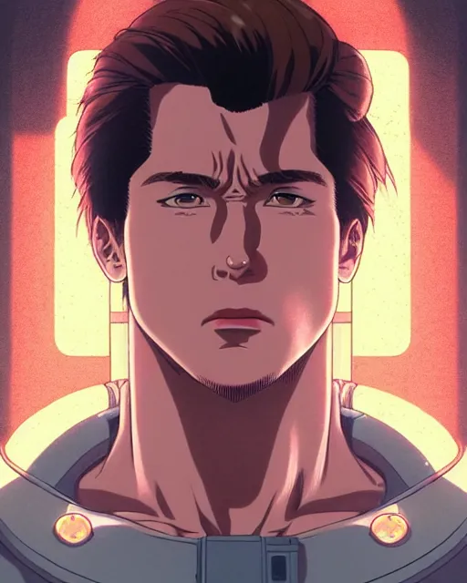 Image similar to portrait Anime as arnold schwarzenegger guy cute-fine-face, brown-red-hair pretty face, realistic shaded Perfect face, fine details. Anime. realistic shaded lighting by Ilya Kuvshinov katsuhiro otomo ghost-in-the-shell, magali villeneuve, artgerm, rutkowski, WLOP Jeremy Lipkin and Giuseppe Dangelico Pino and Michael Garmash and Rob Rey