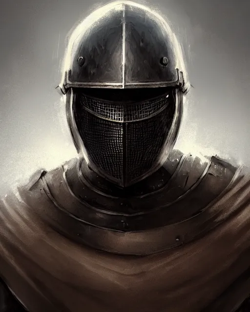 Image similar to a portrait of an old knight with helmet off, grim - lighting, high - contrast, intricate, elegant, highly detailed, digital painting, artstation, concept art, smooth, sharp focus, illustration