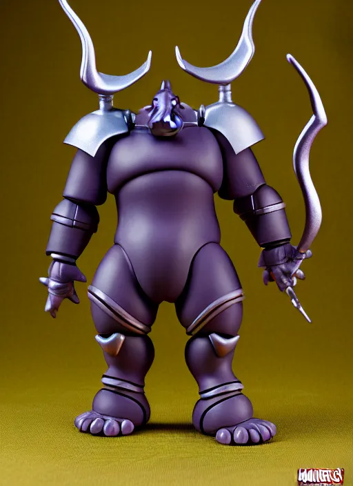 Image similar to Anthropmorphic hippo knight action figure from Micronauts, MOTU, symmetrical details, by Hasbro, Playmates Toys, Don Bluth, tfwiki.net photography, product photography, official media