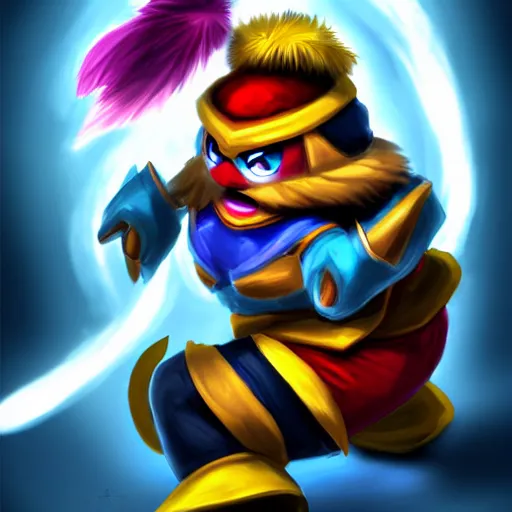 Image similar to king dedede league of legends character art. katherine'suqling'su style. digital illustration. hyper realistic. high quality. high resolution. 4 k. dynamic lighting. highly detailed. sharp focus. non blurry. smooth.