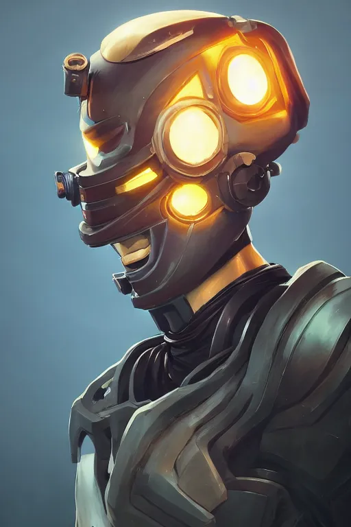 Image similar to epic mask helmet robot ninja portrait stylized as fornite style game design fanart by concept artist gervasio canda, behance hd by jesper ejsing, by rhads, makoto shinkai and lois van baarle, ilya kuvshinov, rossdraws global illumination radiating a glowing aura global illumination ray tracing hdr render in unreal engine 5