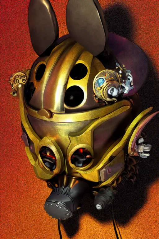 Image similar to colorful vivid steampunk mask minimalist fantasy art robot ninja helmet, global illumination ray tracing hdr fanart arstation by sung choi and eric pfeiffer and gabriel garza and casper konefal