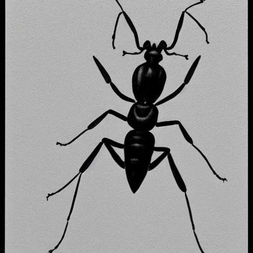 Image similar to soldier ant, black and white, botanical illustration