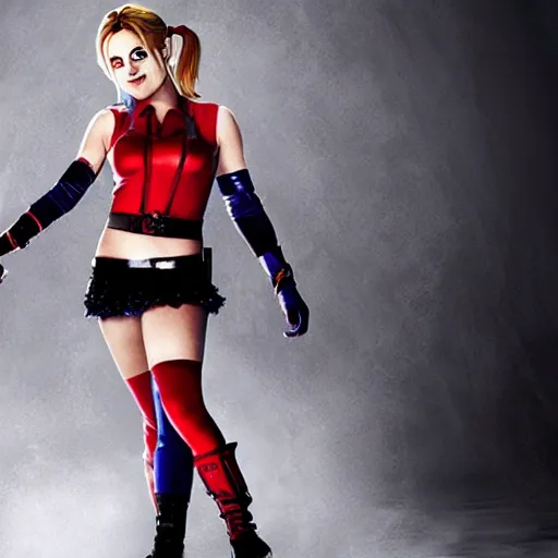 Image similar to A still of Kaley Cuoco as Harley Quinn