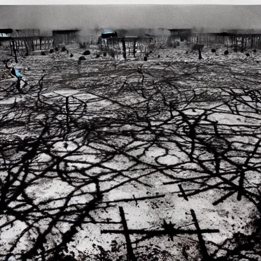 Image similar to barren city, nuclear wasteland, Fallout aesthetic, Anselm Kiefer