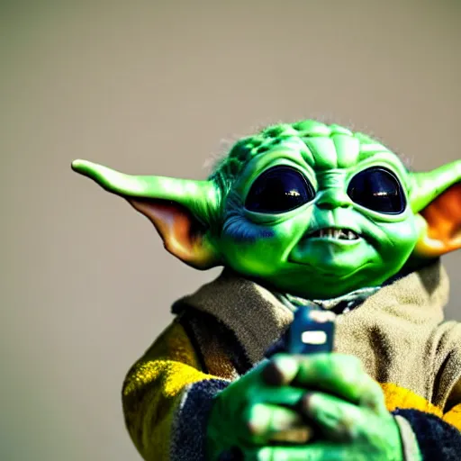 Image similar to baby yoda in a bumble bee costume, 8k selfie photograph