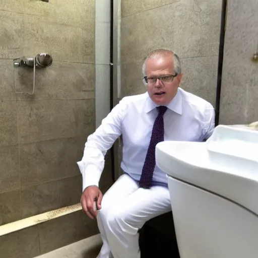 Prompt: scott morrison on the toilet