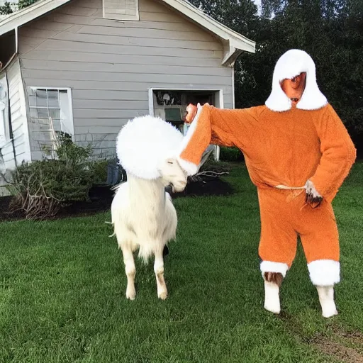 Image similar to a person in a goat costume, craigslist photo