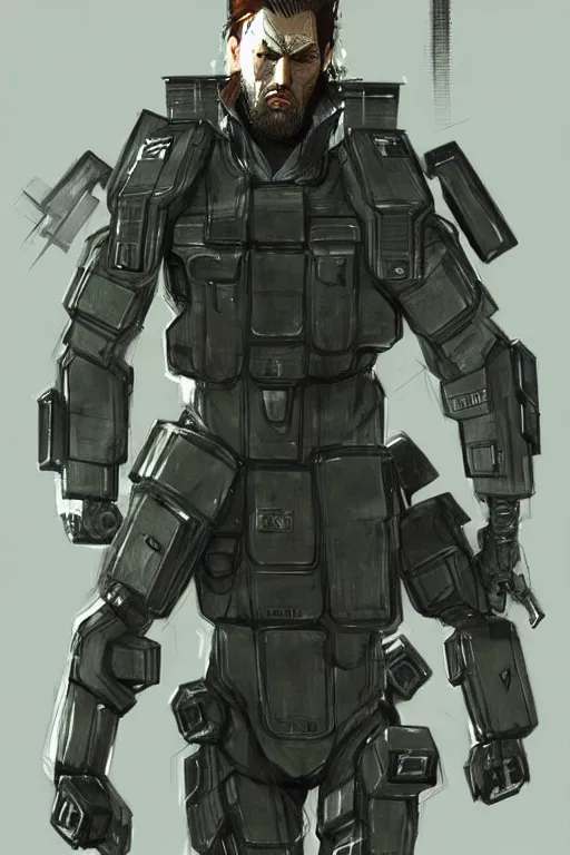 Image similar to billy butcher in metal gear concept art